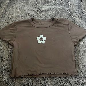 Pacsun flower crop top. Color brown, Size small